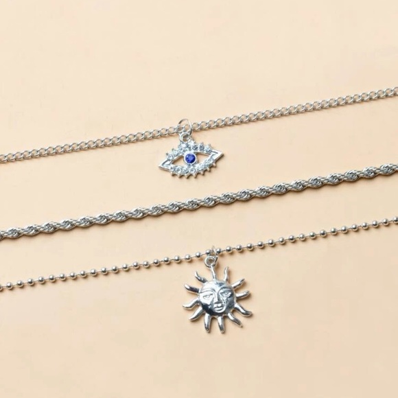 2/$10 NEW! Sun Charm Multilayer Necklace Boho Hamsa Spiritual - Picture 9 of 9